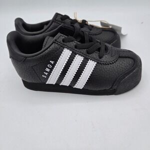 Adidas Samoa I Toddler Shoes Black White Stripes Classic Sneakers 7K